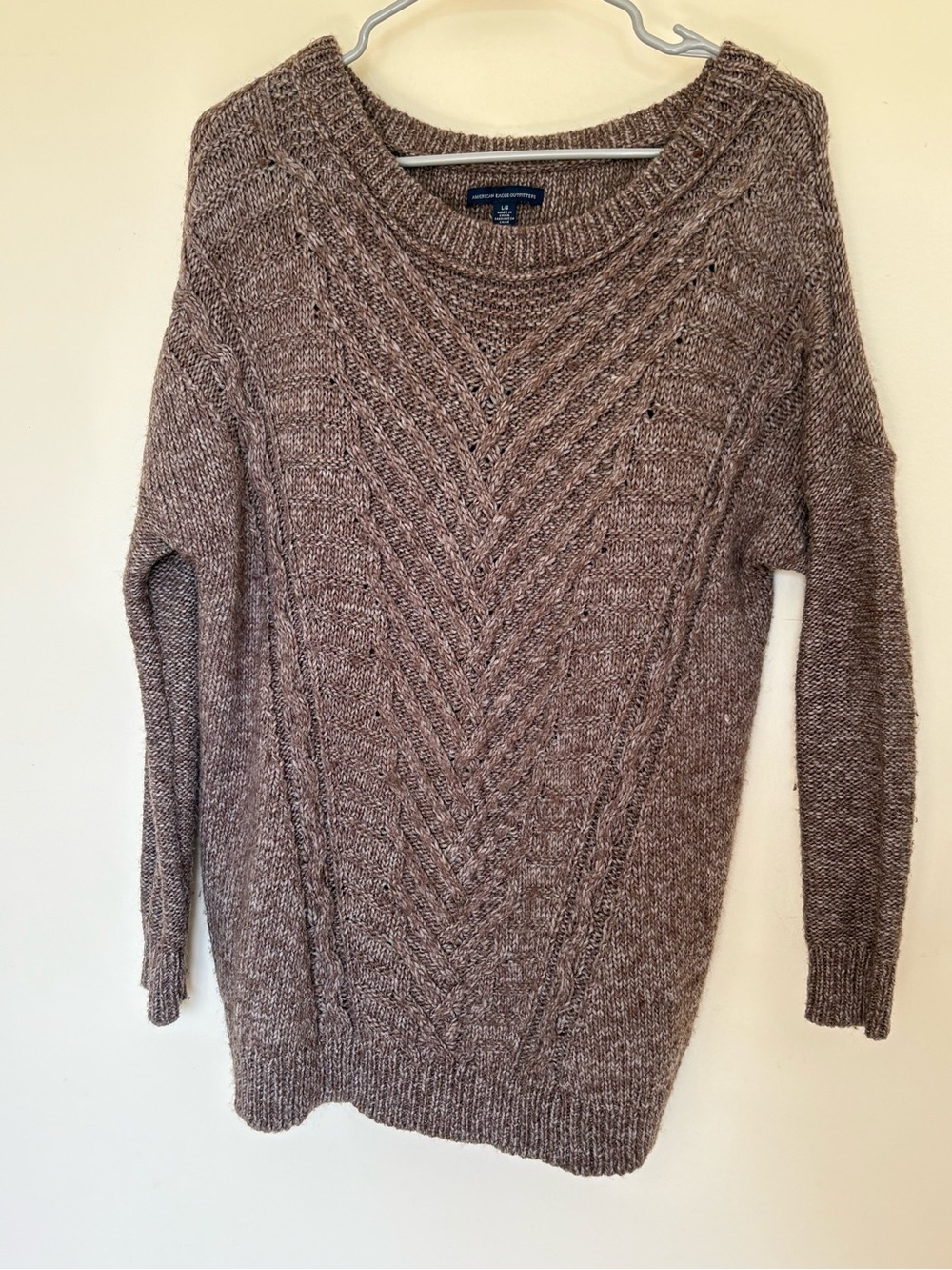American Eagle Outfitters Cable Knit Scoop Neck Sweater - Brown